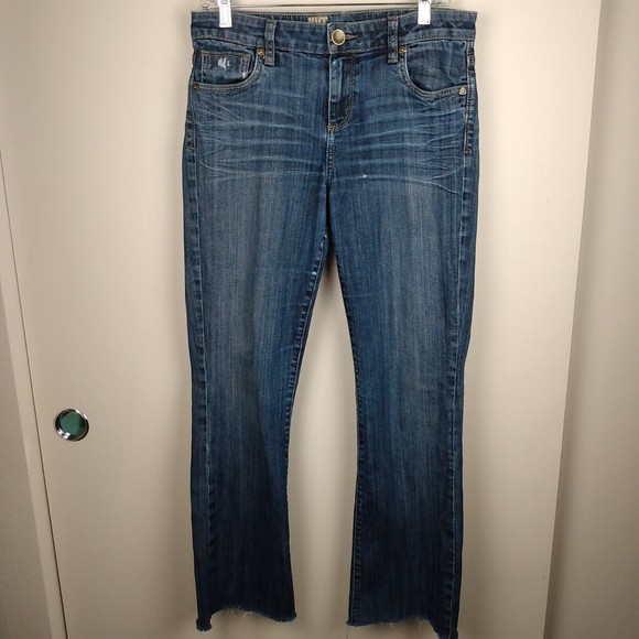 KUT from the Kloth FARRAH Baby BootCut Women's Jeans Size 8 Distressed Raw Hem - Picture 2 of 11